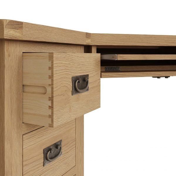 Carthorpe Oak Corner Computer Desk drawer scaled