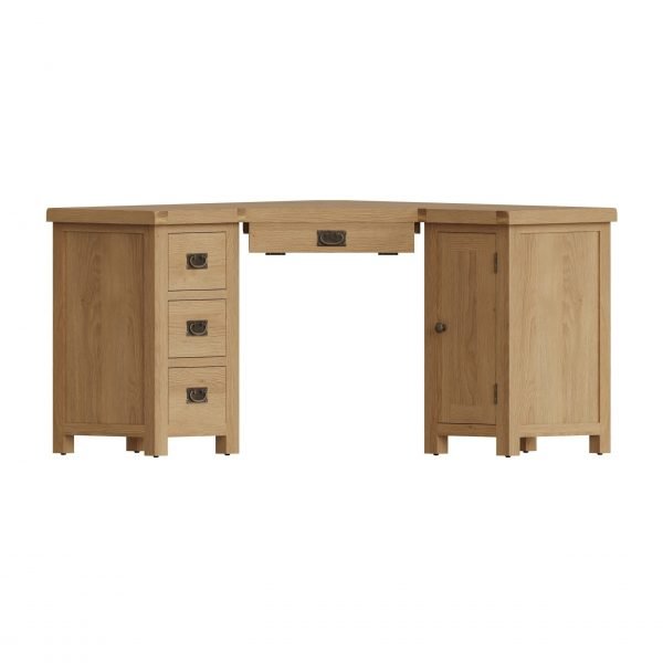 Carthorpe Oak Corner Computer Desk front scaled