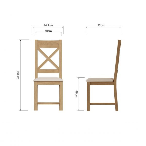 Carthorpe Oak Cross Back Chair Fabric dims scaled