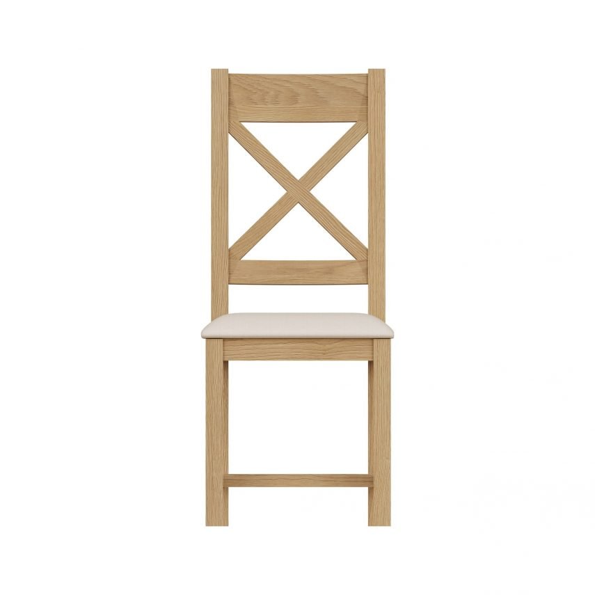 Carthorpe Oak Cross Back Chair Fabric front scaled
