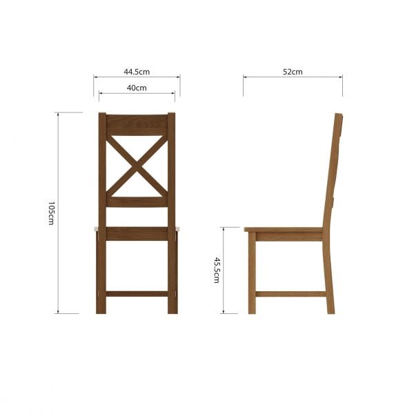 Carthorpe Oak Cross Back Chair Wooden Seat Dims scaled