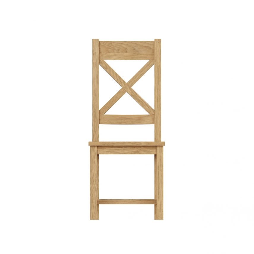 Carthorpe Oak Cross Back Chair Wooden Seat front scaled