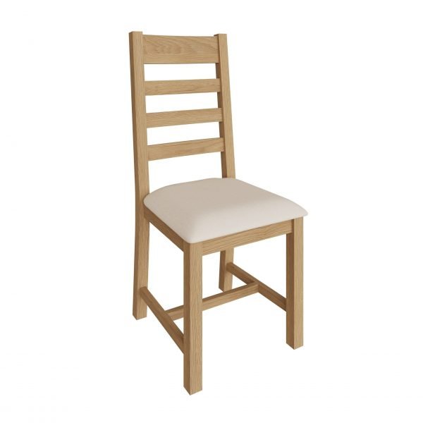 Carthorpe Oak Ladder Back Dining Chair Fabric angle scaled