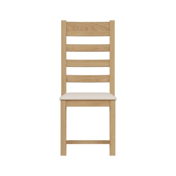 Carthorpe Oak Ladder Back Dining Chair Fabric front scaled