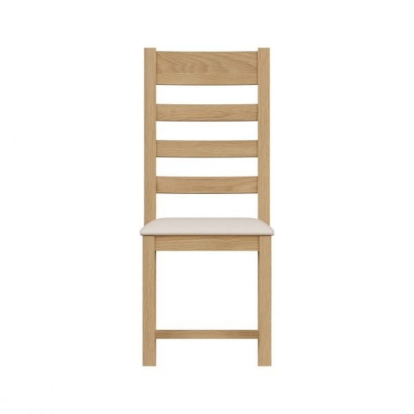 Carthorpe Oak Ladder Back Dining Chair Fabric front scaled