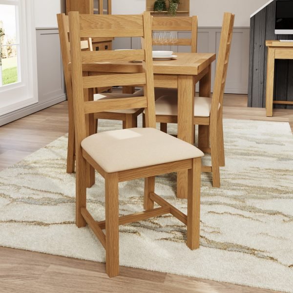 Carthorpe Oak Ladder Back Dining Chair Fabric scaled