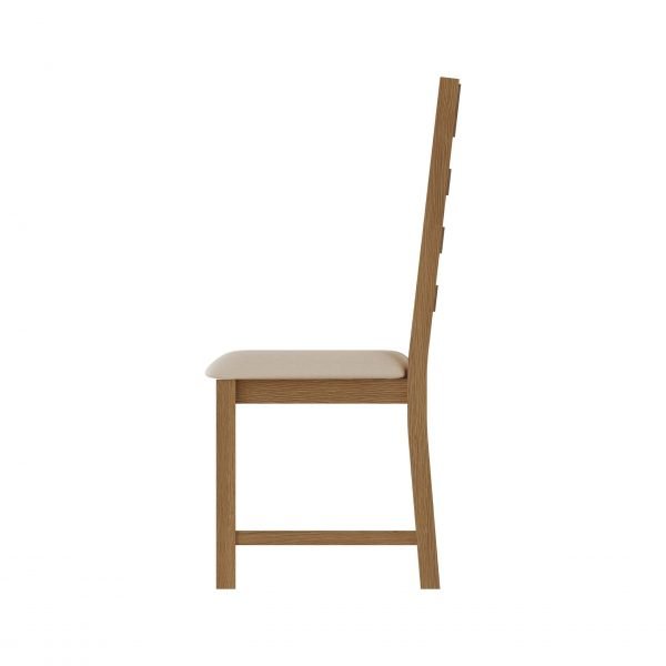 Carthorpe Oak Ladder Back Dining Chair Fabric side scaled