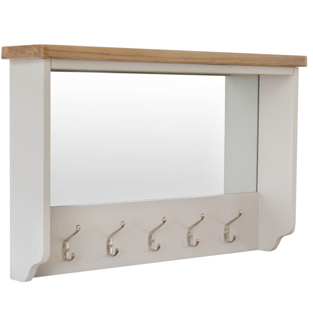 Laverton Oak Hall Coat Rack & Mirror Only Oak Furniture