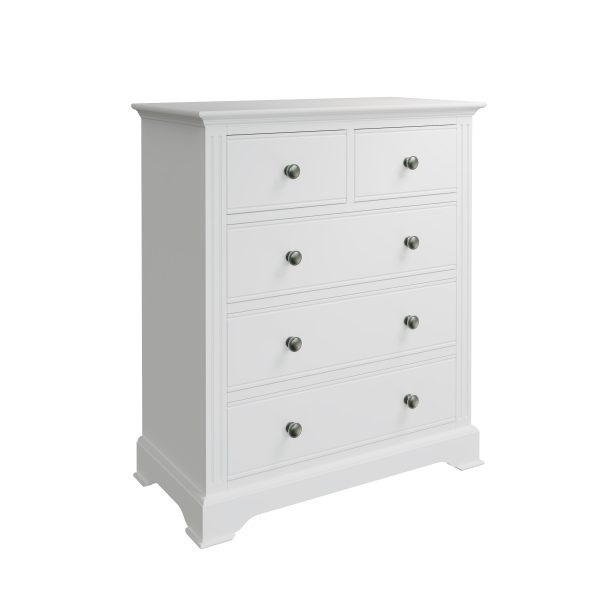 Marcel White 2 over 3 Chest of Drawers angle scaled