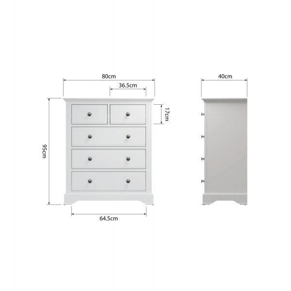 Marcel White 2 over 3 Chest of Drawers dims scaled