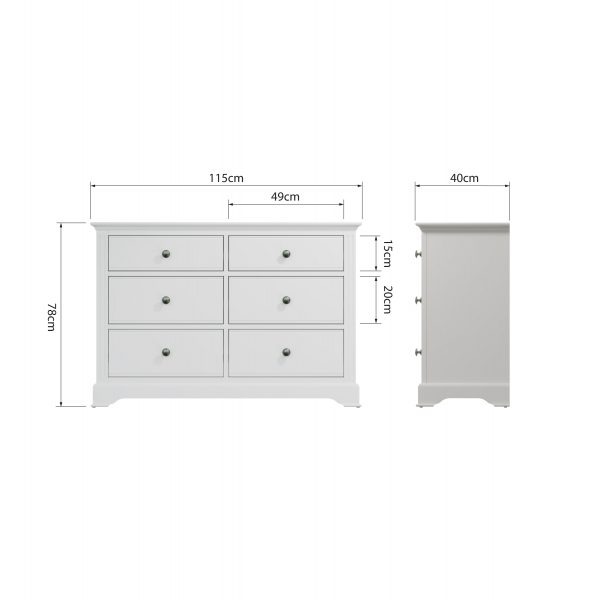 Marcel White 6 Drawer Chest dims scaled