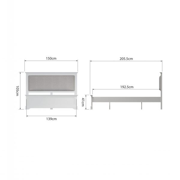 Marcel White Double Bed dims scaled