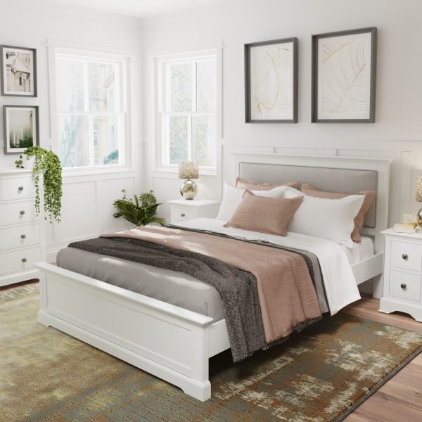 Marcel White Double Bed scaled