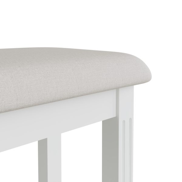 Marcel White Dressing Table Stool close scaled