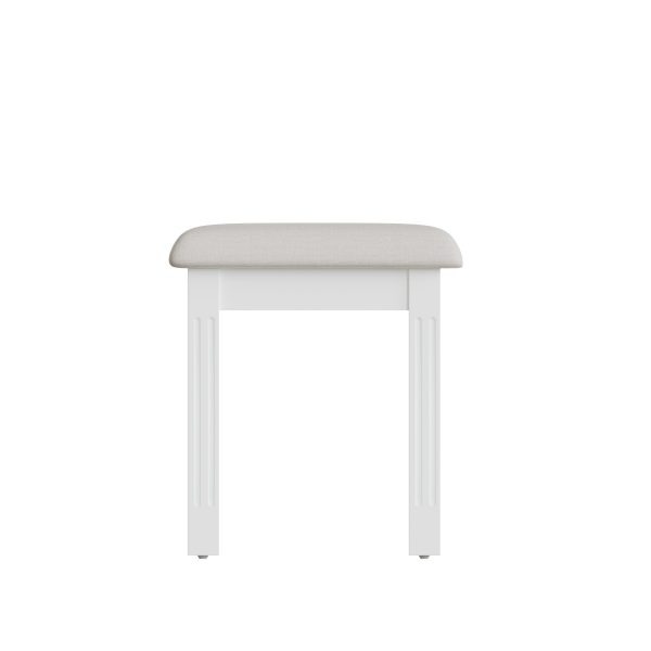 Marcel White Dressing Table Stool side scaled