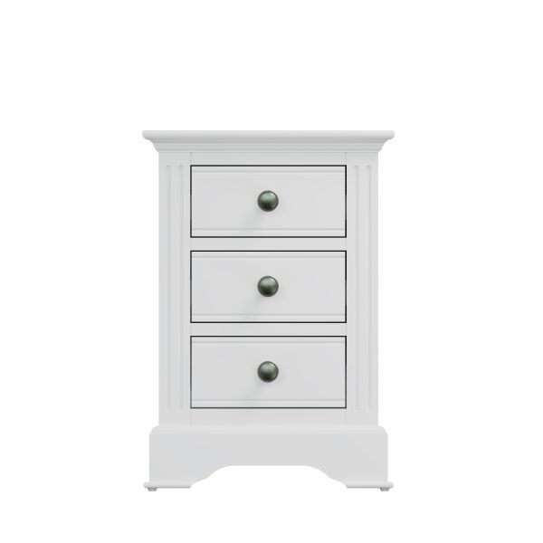 Marcel White Large Bedside Table front scaled