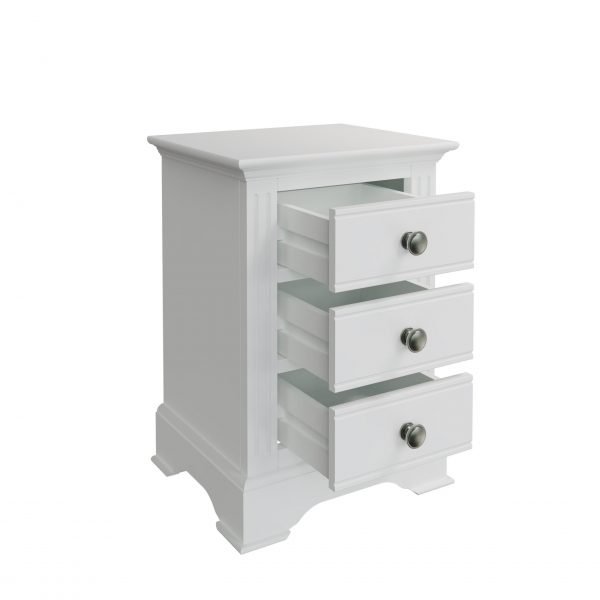 Marcel White Large Bedside Table open scaled
