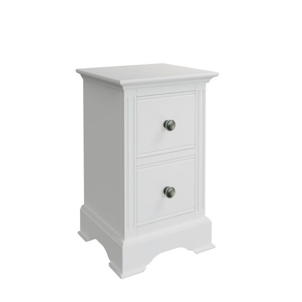 Marcel White Small Bedside Table angle scaled