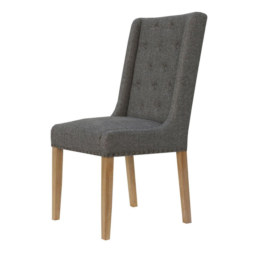 Dark Grey Button Back Studded Dining Chair | 0% Fianace Available