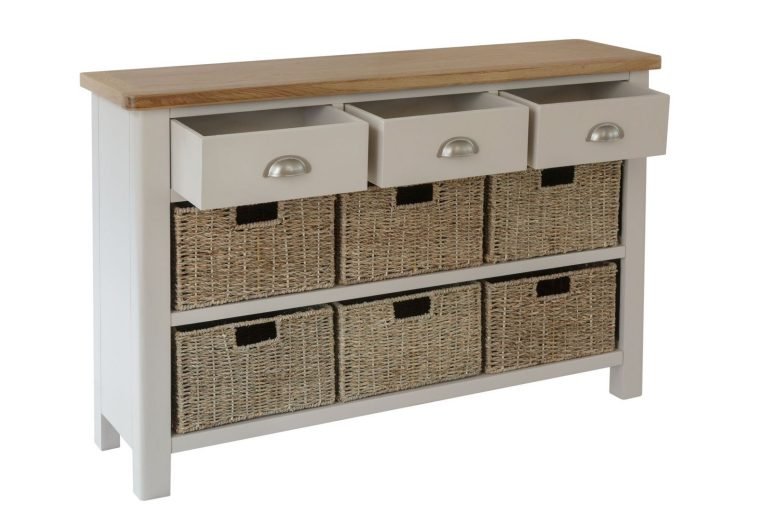 Laverton Oak Large Wicker Basket Sideboard Only Oak Furniture