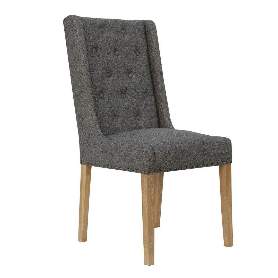 Dark Grey Button Back Studded Dining Chair | 0% Fianace Available