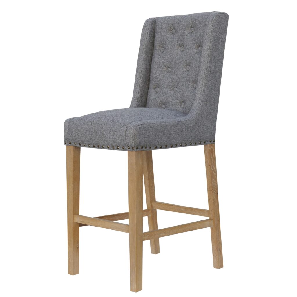 Grey Button Back Studded Bar Stool | 0% Fianace Available