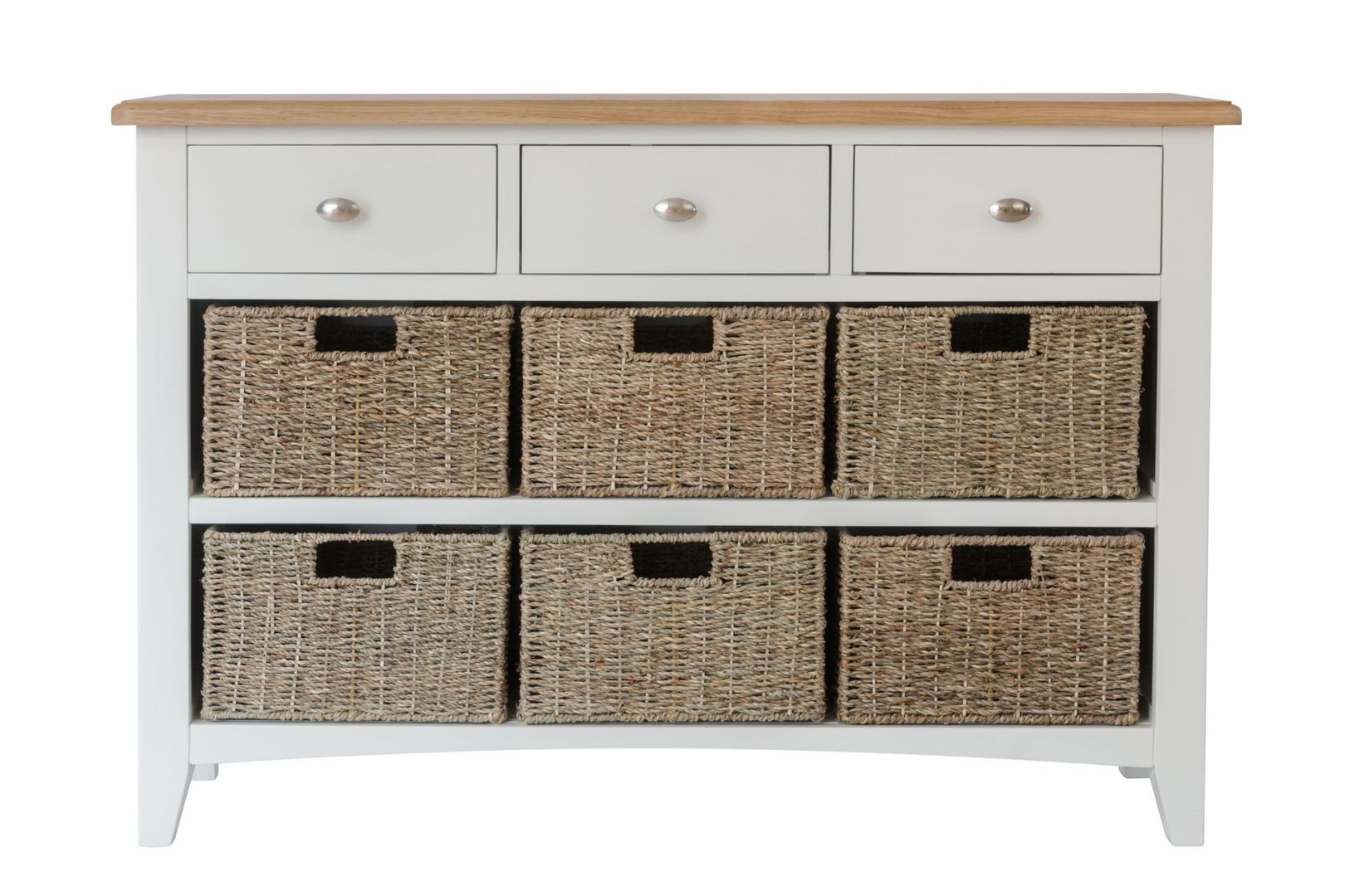 Burrill Oak 6 Wicker Basket Sideboard Only Oak Furniture