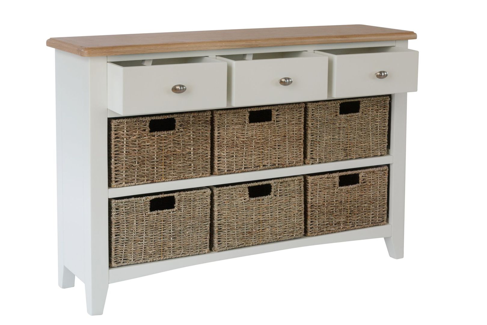 Burrill Oak 6 Wicker Basket Sideboard Only Oak Furniture