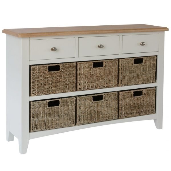 Burrill Oak 6 Wicker Basket Sideboard Only Oak Furniture