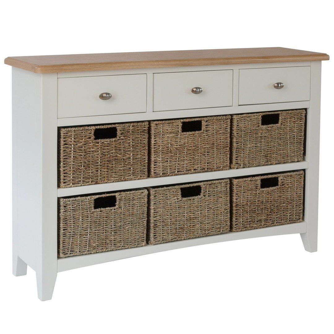 Burrill Oak 6 Wicker Basket Sideboard Only Oak Furniture