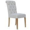 Natural Button back Scroll Top Dining Chair