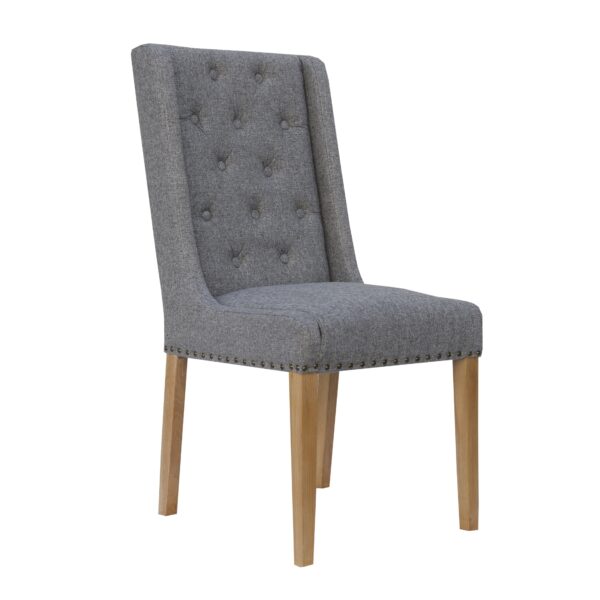 Grey Button Back Studded Dining Chair