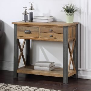 Small cream and oak console table deals
