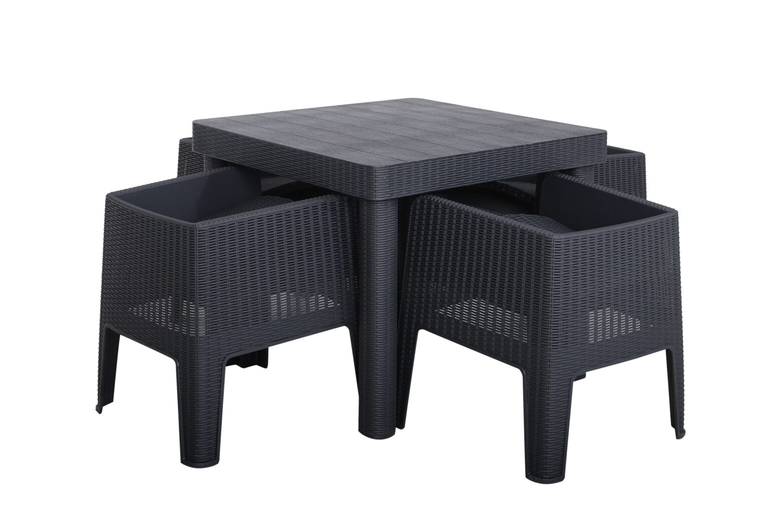 Royalcraft Faro 4 Seat Square Dining Set - Black Rattan Effect