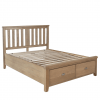 Ryedale Oak Double Bed with Wooden Headboard with Drawers