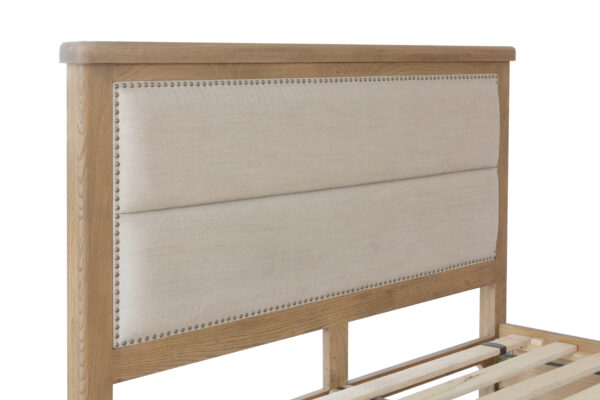 Ryedale Oak King Bed with Fabric Headboard