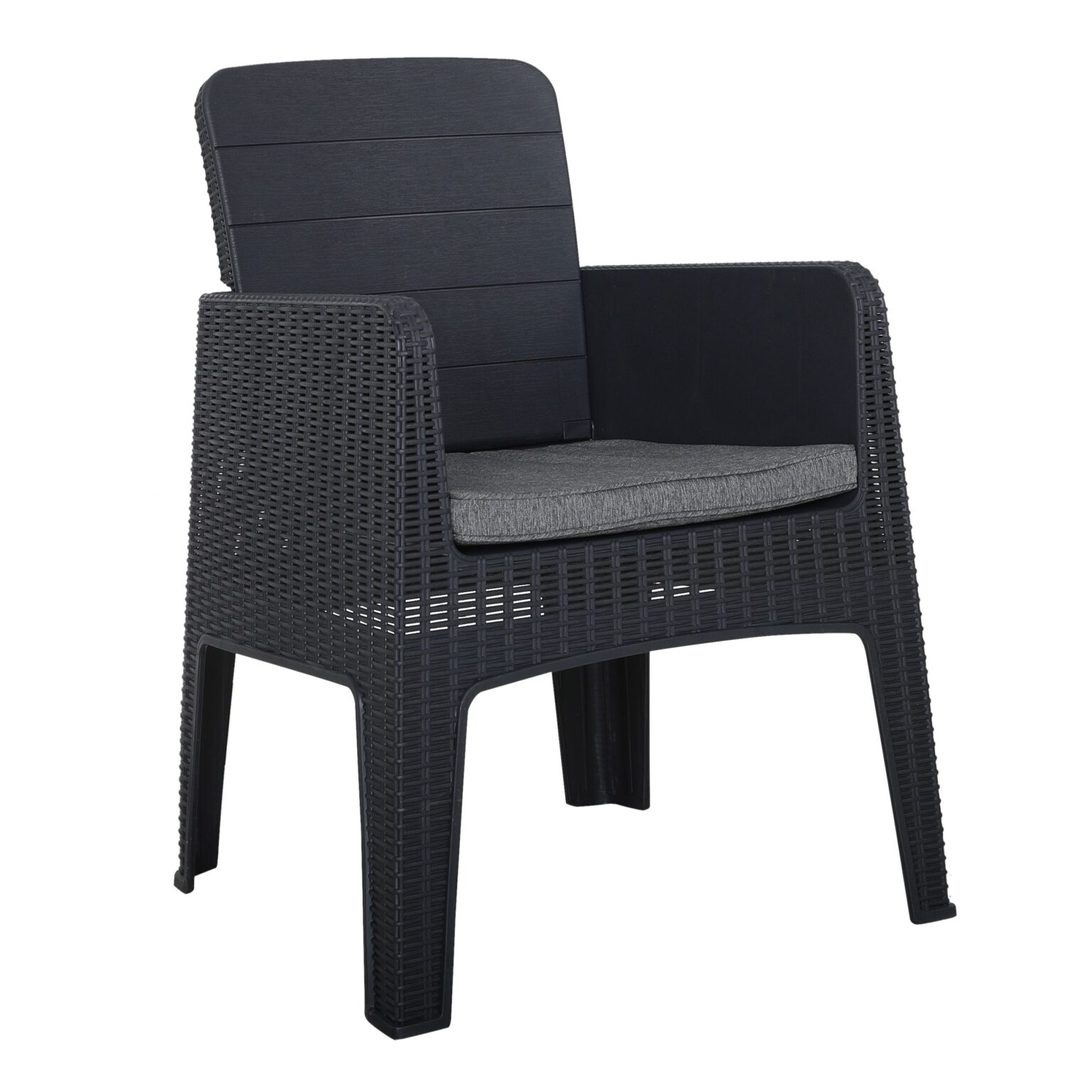 Royalcraft Faro 4 Seat Square Dining Set - Black Rattan Effect