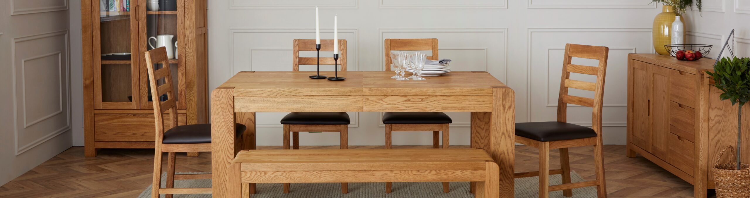 Bergen Collection, Modern Solid Oak Furniture Form Only Oak Furniture