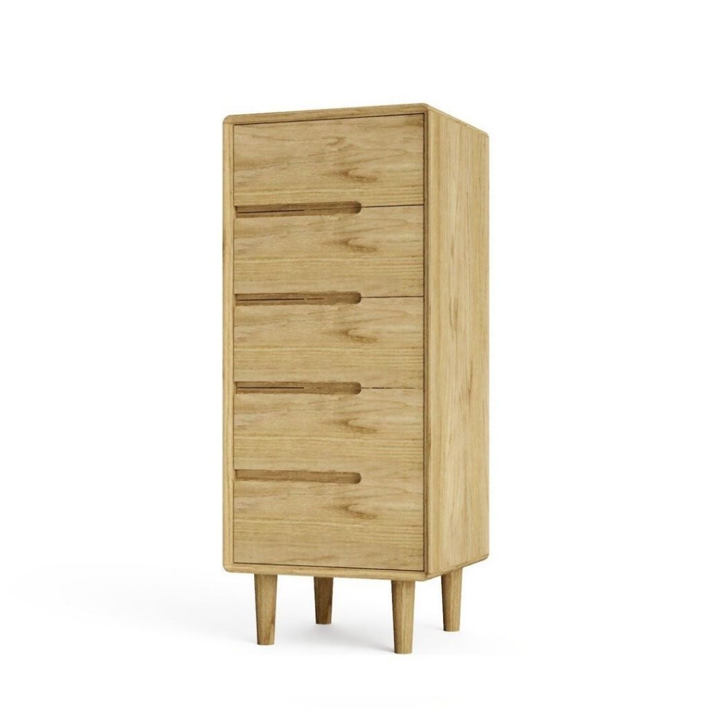Scandic Oak 5 Drawer Narrow Chest Only Oak Furniture Sale On