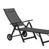 SORRENTO Black Wheeled Folding Sun Lounger angle