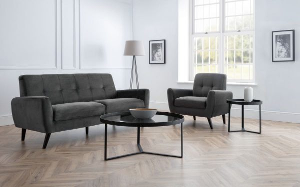 1625646331 monza grey velvet 2 seater sofa chair loft smoked glass roomset