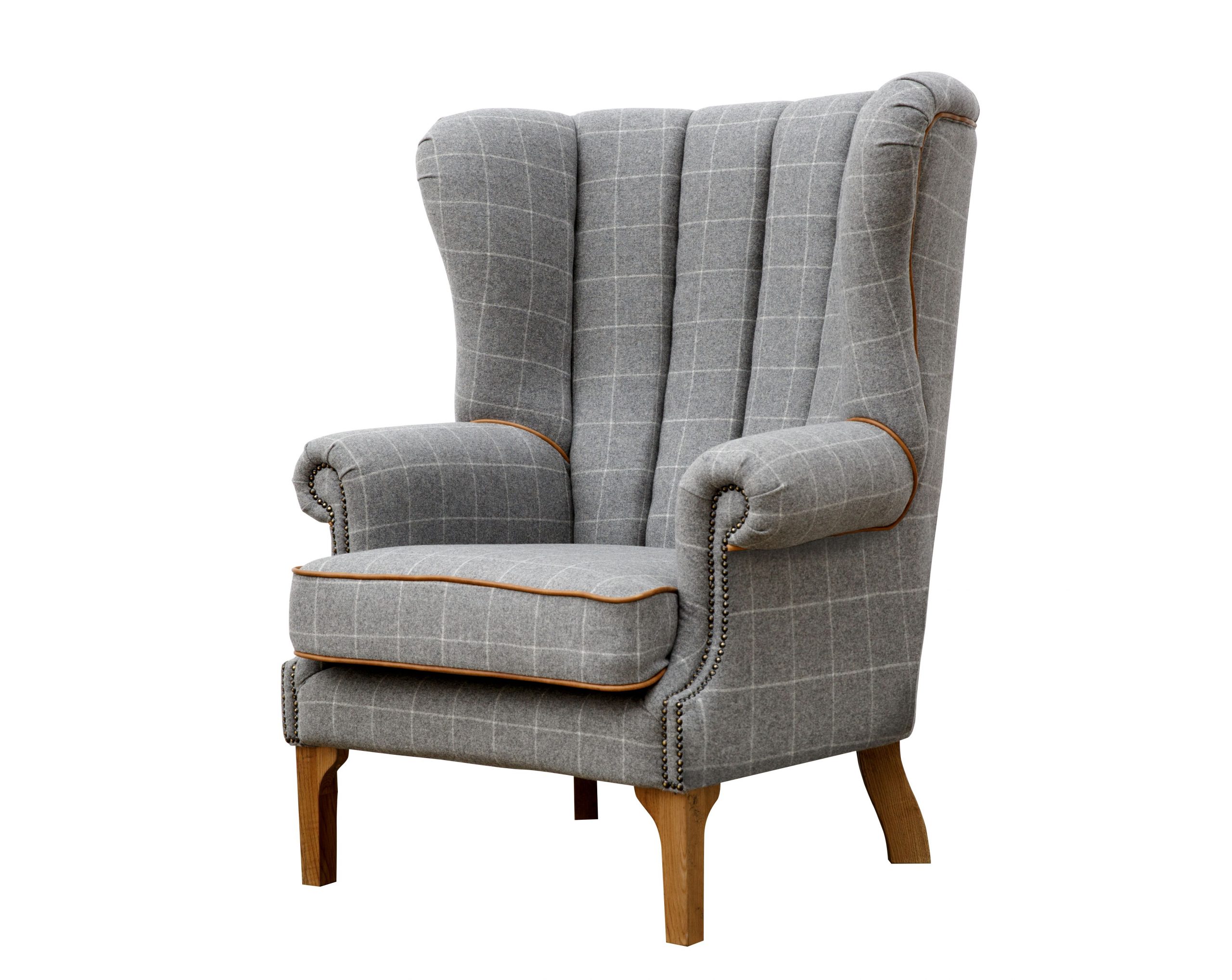 Fluted Wing Chair Grey Only Oak Furniture