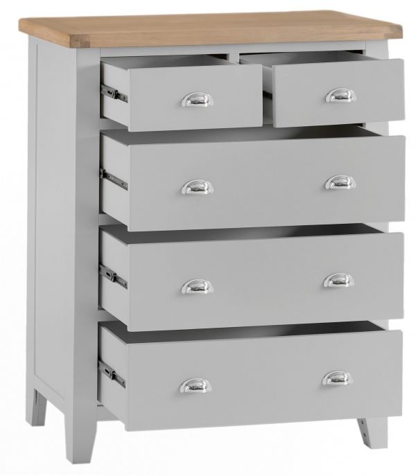 Brompton Painted Grey 2 over 3 All Drawers Open 1