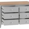 Brompton Painted Grey 6 Drawer Chest Drawrs Out
