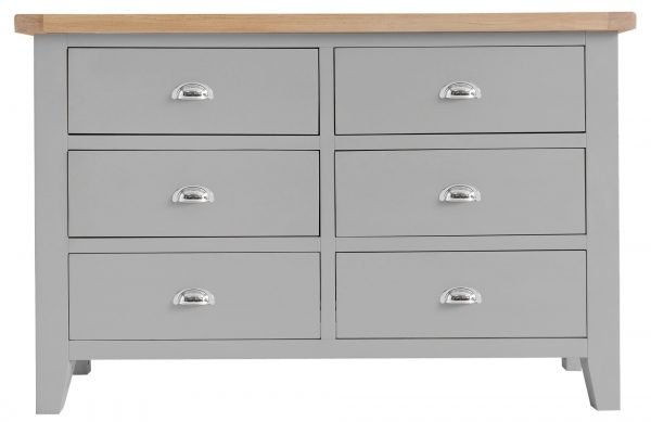 Brompton Painted Grey 6 Drawer Chest Front