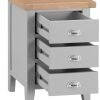 Brompton Painted Grey Bedside Cabinet 3 Drawers out scaled