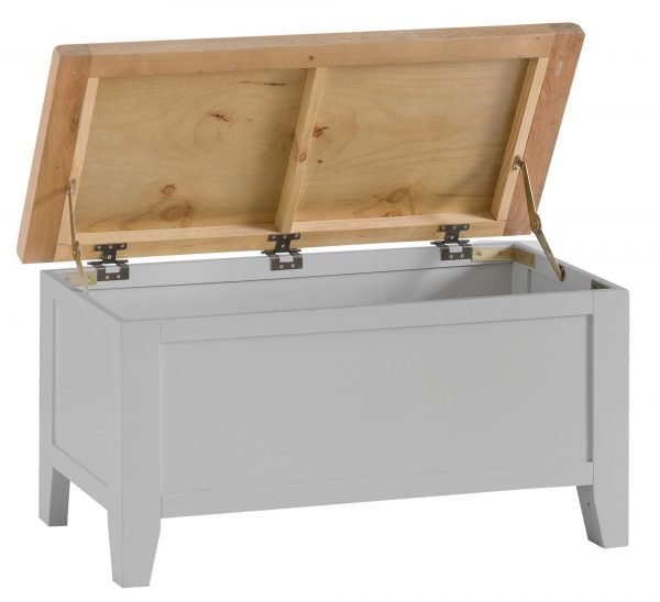 Brompton Painted Grey Blanket Box Open Full