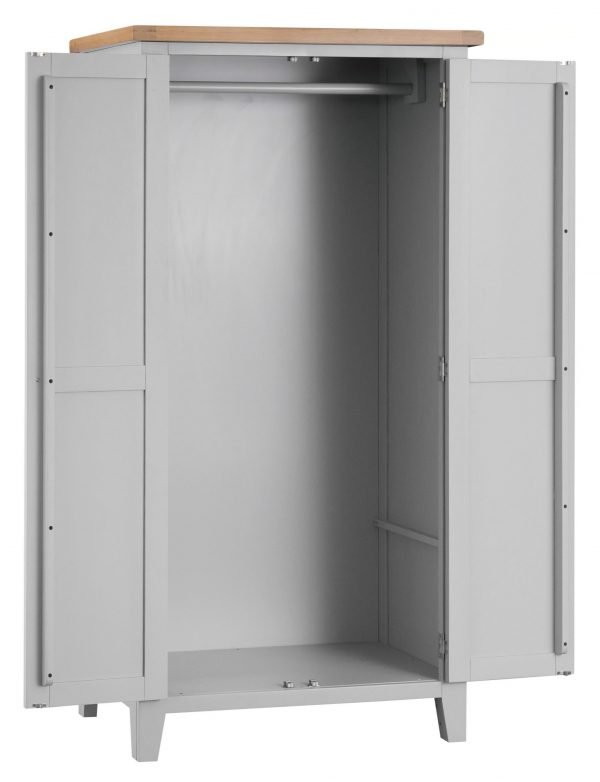 Brompton Painted Grey Hanging Wardrobe Doors open scaled