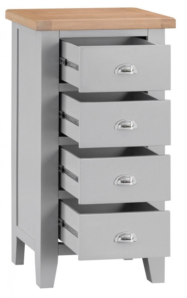 Brompton Painted Grey Tall 4 Drawer Chest All Drawers scaled