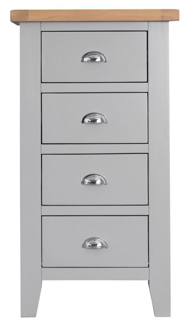Brompton Painted Grey Tall 4 Drawer Chest Front scaled